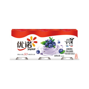 Yolplait 优诺 优丝 风味发酵乳 蓝莓果粒酸奶 135g*3盒 *12件 +凑单品