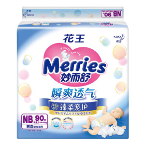 Merries 妙而舒 瞬爽透气 婴儿纸尿裤 NB90片 *3件