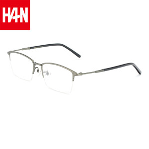 HAN汉纯钛近视眼镜框架49368+1.56非球面防蓝光镜片