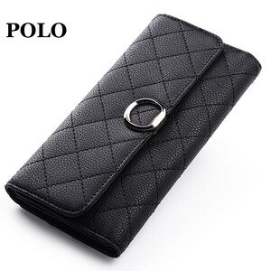 polo 钱包女士长款大容量多卡位时尚钱夹320003 黑色