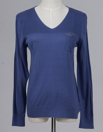 伊玛尼 2013秋冬装 羊毛衫女 圆领长袖纯色宽松毛衫 8677 蓝色 xxl