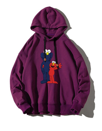 kaws联名芝麻街卫衣女cec套头薄衣服2019新款春秋薄连帽冬季学生外套