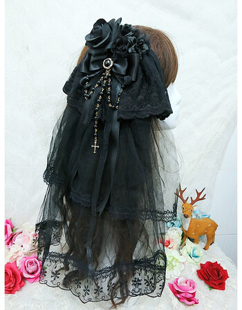 洛丽塔 lolita洛丽塔华丽花嫁蔷薇哥特搞死gothic百搭花丸kc箍头纱