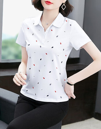 誉露短袖女士夏季短袖t恤女气质显瘦休闲中年妈妈半袖上衣20158白色女