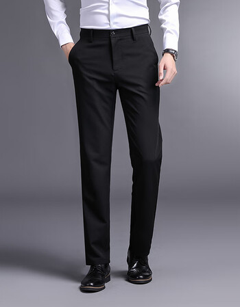 工作职业装长裤子抗皱免烫中低腰直筒裤男士新郎结婚伴郎西装裤黑色36
