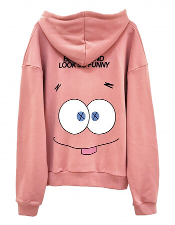 六色海绵宝宝周边联名卡通卫衣闺蜜情侣装派大星宽松连帽上衣衫粉色