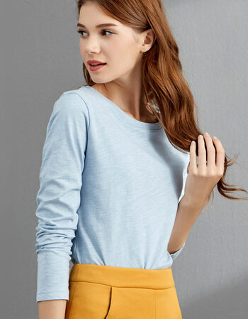 纯棉长袖t恤女加绒厚上衣2018新款竹节棉宽松秋衣内搭保暖打底衫2018