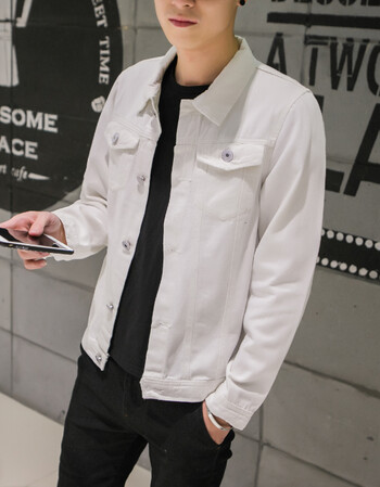 秋季男装潮流夹克学生韩版宽松休闲褂子外衣服sn6952a001纯白色夹克m