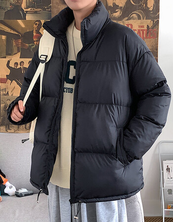 幻钻青少年冬季保暖男生袄子韩版潮流港风简约纯色面包服百搭宽松加厚