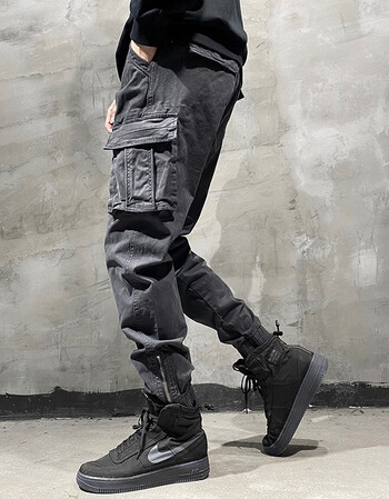 古先森束脚工装裤男宽松春秋季休闲裤男士潮牌痞帅多口袋束脚裤男生加