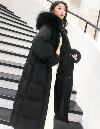 恒源祥羽绒服女中长款过膝大毛领网红学生洋气2021新款韩版女士上衣