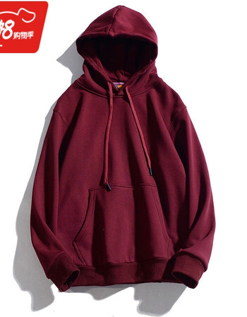 ulzzang慵懒风连帽卫衣男女ins潮酒红色cec超火春春秋款女潮ins秋冬sn