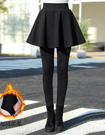 女秋冬季假两件打底裤带裙子加绒厚显瘦2018一体外穿包臀裤 742黑色 m