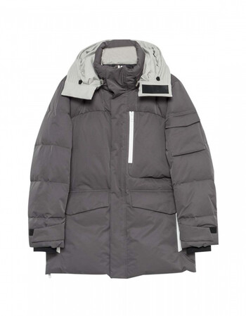 ehe男装2022春季新款深灰色保暖舒适鸭绒休闲连帽羽绒服外套男深灰色s