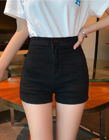 洪瑞柏春秋新款网红弹力打底牛仔短裤女高腰修身显瘦紧身热裤港味外穿