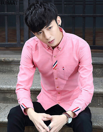 tobaat 长袖衬衫男2019夏季新品修身商务休闲青年潮流纯色免烫衬衣男