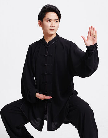 老人练功服装男新品太极服女中老年太极拳练功服装男中国风表演黑色xl