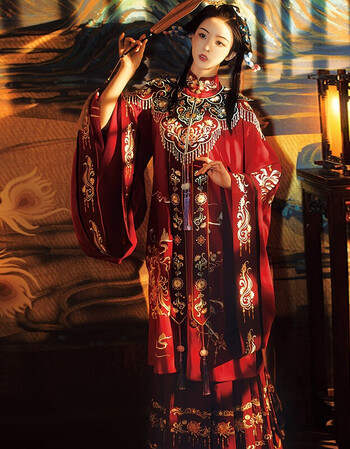 华裳一汉凤凰振羽明制汉服刺绣立领对襟云肩马面裙婚服女春夏古装