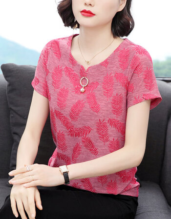 中年小衫短袖t恤女2015 2015红色 xl【图片 价格 品牌 报价-京东