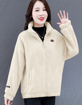 恒源祥羊羔毛摇粒绒短外套百搭新款早季加厚保暖上衣潮21年秋冬季女士