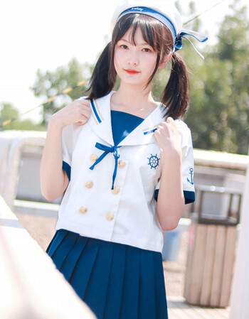 制服裙套装长袖短袖水手服日系女海军风中间服短裙日本高中生校服全套