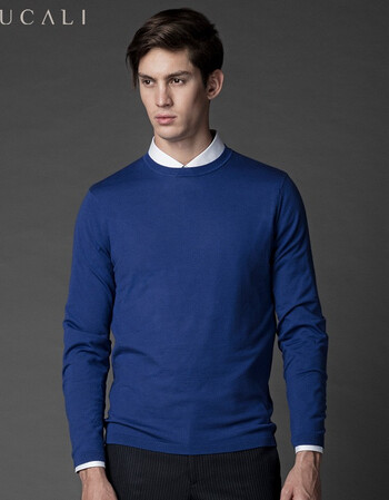 杜卡利/s.ducali男士秋冬羊毛衣商务纯色男上装圆领休闲保暖针织修身