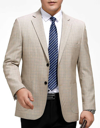 男装 西服 展缘 《京东新品》春秋季浅色羊毛西服男牌中年休闲单西装