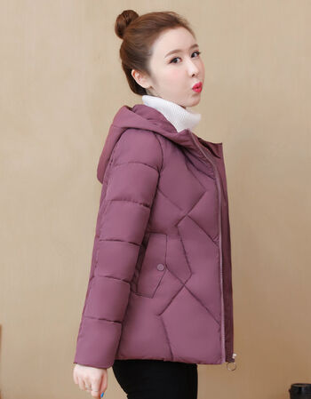 冬季修身韩版时尚洋气加厚连帽中年外穿羽绒服女豆沙色l建议85105斤