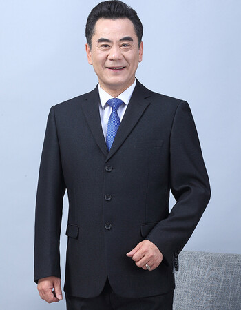 2019新款中老年西装男套装黑色西服三扣正装商务西服加厚外套中年爸爸