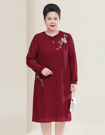 胖妈妈加肥加大结婚婚礼妈妈装婆婆装大码红色裙子中年婚宴礼服连衣裙