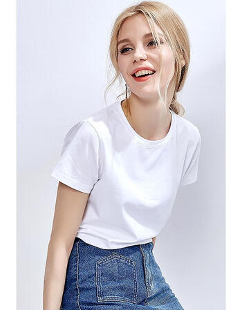 2021新款欧美宽松打底体恤棉净版简单短袖纯白色小圆领m100斤110斤