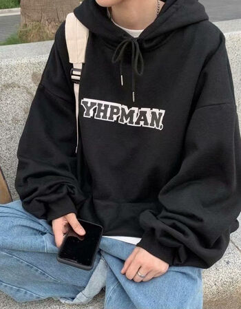 缘忆菲连帽卫衣男秋季宽松慵懒风外套潮牌ins简约百搭衣服休闲上衣服