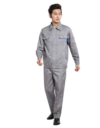 春秋季长袖工作服套装工厂制服 长袖劳保服 工地装修工衣 灰色 185