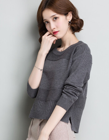 秋冬小毛衣女短款套头长袖低领百搭韩版显瘦高腰针织