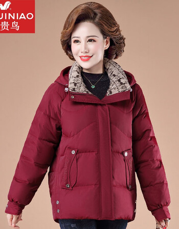 棉衣女妈妈冬装外套洋气棉袄2021新款中年秋冬棉服加厚新品深红色8909