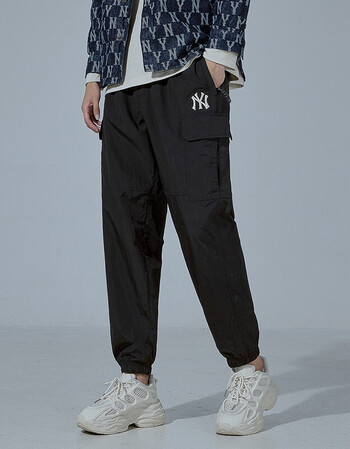 基队ny情侣梭织束脚裤ins潮牌裤子韩版时尚潮流长裤纽约洋基队黑色xs