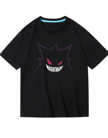 宝可梦耿鬼短袖t恤卡通动漫棉衣服上衣服男情侣装宽松潮粉丝周边 黑色