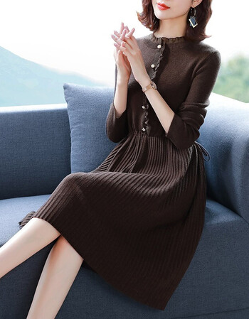 女装秋冬连衣裙女修身显瘦气质女装套装裙秋装女新品小个子裙子女咖啡