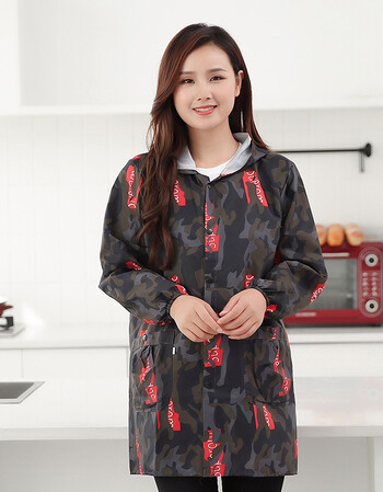 韩版女士防污防油防尘围裙厨房罩衣做饭时尚薄款外套工作服大人家用