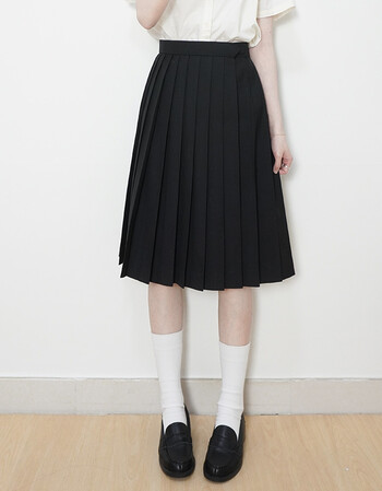 不良少女jk制服裙学院风春夏基础款纯色百褶裙现货 黑色60 s