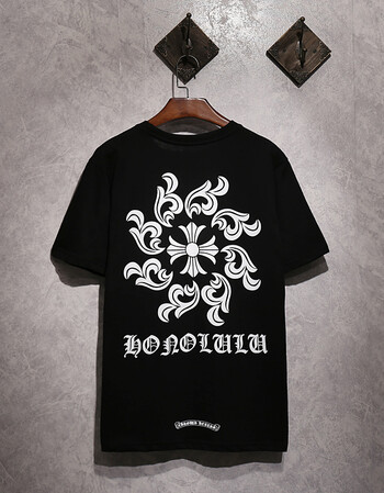 克罗心t恤19新款克罗心风火轮印花短袖t恤宽松高端纯棉欧美潮男女同款