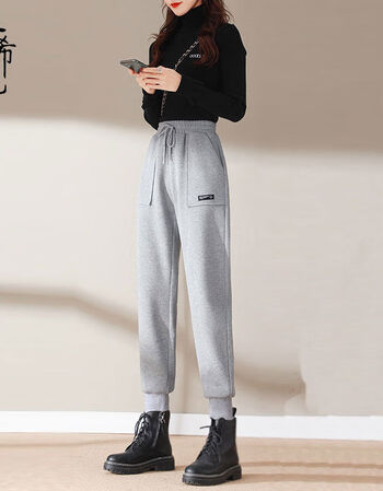 秋冬季韩版抽绳运动裤女学生宽松显瘦百搭休闲束脚哈伦裤子女长裤sn