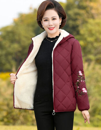 妈妈棉衣女短款小棉袄中年妇女加绒外套中老年女装秋冬装棉服加厚为柔