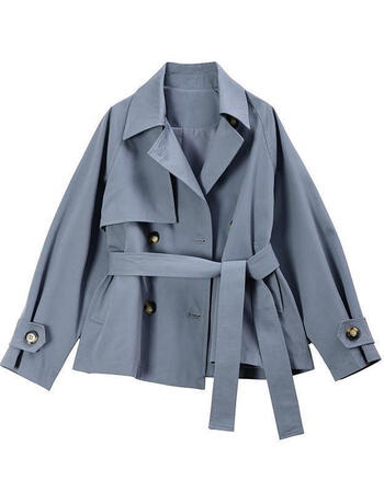 风衣女小个子学院风短款收腰英伦风外套低价商场009雾霾蓝2xl建议1401