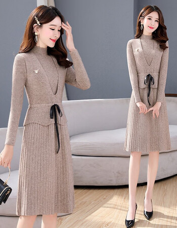 购时代21年连衣裙新款针织连衣裙秋装女韩版气质百搭女装秋冬连衣裙女