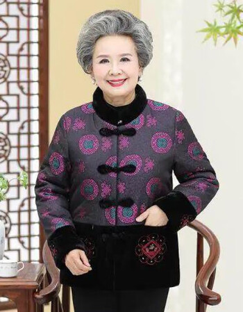 恒源祥妈妈装60岁棉服中老年女装外套奶奶加绒加厚棉衣减龄冷冬季保暖