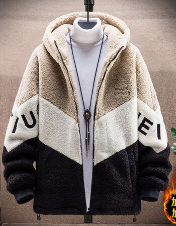 秋冬新款羊羔毛外套男颗粒绒外套男青少年学生冬季新款羊羔毛绒夹克男