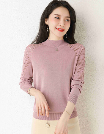 歌米拉针织衫女时尚打底衫洋气镂空春装2022年春季新款女士毛衣长袖半