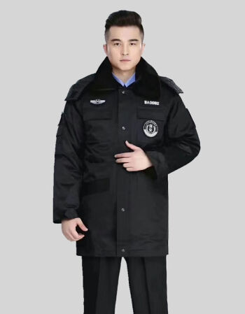 高品质保安大衣男冬季加厚多工能大衣中长款冬执勤服保安物业棉大衣