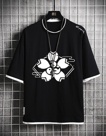 航线二次短袖动漫周边男女夏季t恤男日系重樱铁血重樱logo刺绣黑tm